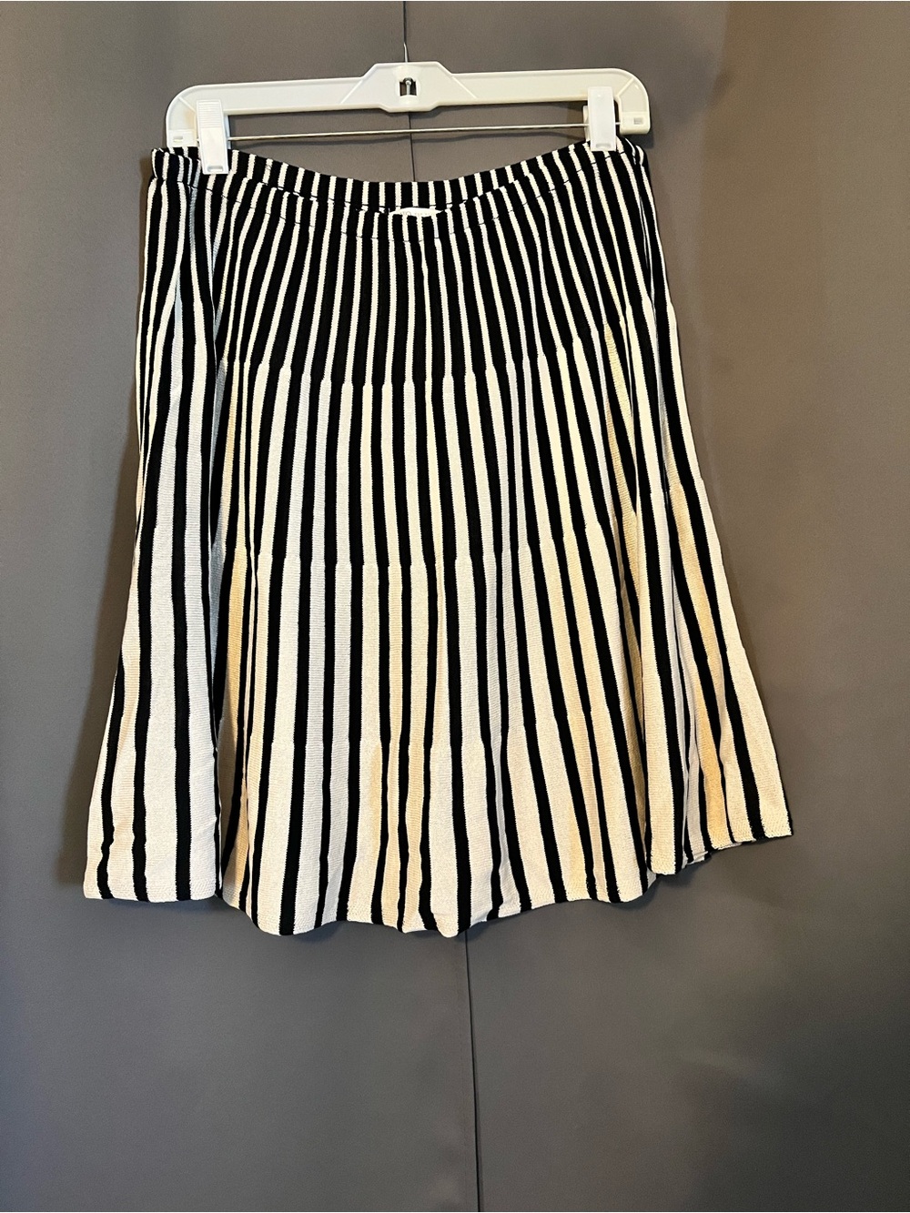 Cato Black and White Vertical Stripe Midi Skirt